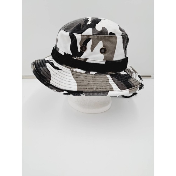 Dorfman & Pacific Co Distressed Gray Camo Bucket Hat w/ Holders Vents Med - Picture 3 of 8